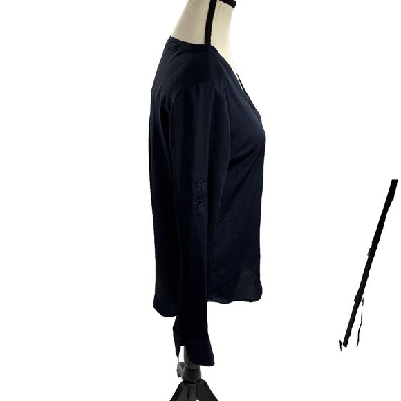 Express Womens Size XS Navy Blue V Neck Blouse Long Sleeve Career Work Top - Picture 3 of 6